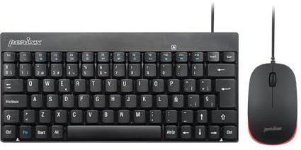 Perixx PERIDUO-212 Combo Teclado pequeño y Ratón con Cable para Windows, 12 Teclas Multimedia, Layout QWERTY Español