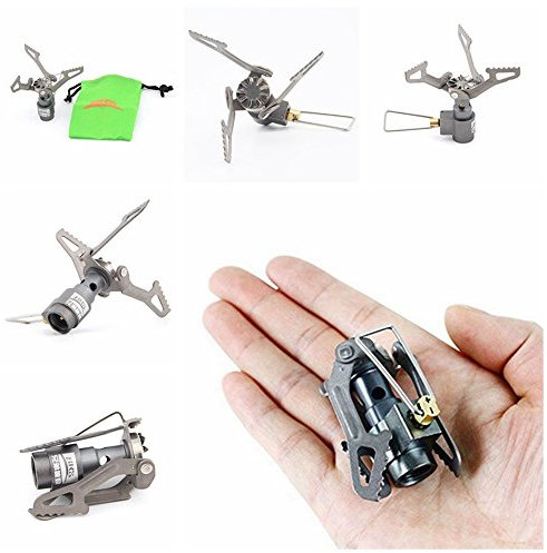 DECHO-C 25g Ultraleicht Mini Camping Gasherd Tragbare Klapp Kochherd Für Picknick Wandern BBQ (BRS-3000T)