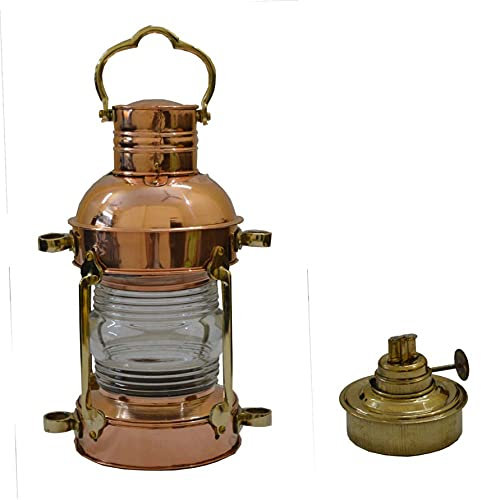 The Vintage Art Ottone e Rame Ancoraggio Lampada a Olio 15 Pollici Grande Leeds Burton Lanterna Nautica Marittimo Nave Antica Transito Illuminazione Hurricane Lanterna, 7.08 x 7.9 31cm, 18 20 31 cm,
