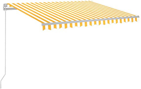 vidaXL Gelenkarmmarkise Einziehbar mit LED Markise Sonnenmarkise Balkonmarkise Sonnenschutz Sichtschutz Fenster Terrasse Garten 300x250cm Gelb Weiß