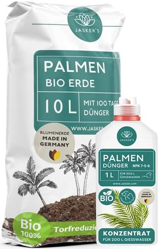 SPARSET Palmenerde 10 L + 1 L Palmendünger flüssig - Luftig Lockere Erde Für Pflanzen - Palmen & Hanfpalmen - Blumenerde Zimmerpflanzen - Pflanzen Erde für Palmen mit Dünger für Palmen