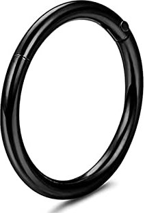 AMDXD Magnet Piercing Nase 1.6mm, Edelstahl Nasenring Doppelt Schwarz Hoop 1.6X12MM, Lippen Piercing Ringe Ohrringe Schmuck für Damen, 1pcs