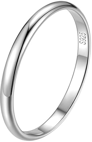 FindChic Bague Argent 925 Femme 47 2 mm Bagues Alliance Couple Mariage Valentin Petit Anneau pour Fille Fiancaille Promesse Eternité Cadeau Maman Ado Adult Index Annulaire Auriculaire Petit Doigt