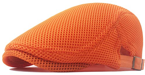 Reyox Unisex Sommer Schirmmütze Schiebermütze Atmungsaktive Mesh Gewebe Baskenmütze Sportmütze Flatcap Barett Cap Orange