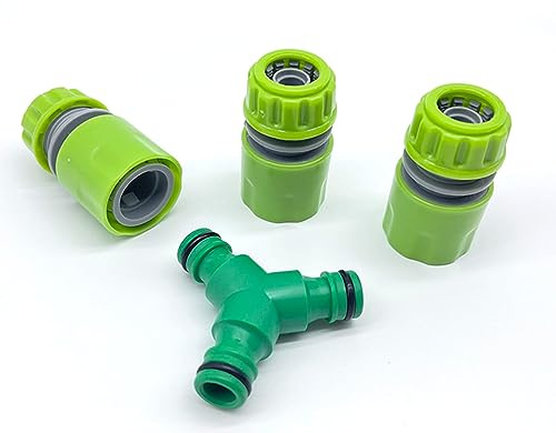 4 Stück Schlauch Kupplung, 1/2 Zoll Zwei Wege Kupplung, Garten Schlauchverbinder Extender & 1/2 Zoll Y Schlauchverbinder, Y Abzweig Anschluss, Schnellan Garten Schlauch