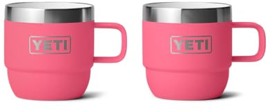 YETI Rambler Espresso Mug, Vacuum Insulated Stainless Steel Stackable Mug, Tropical Pink, 2 Pack 6 oz (177 ml)