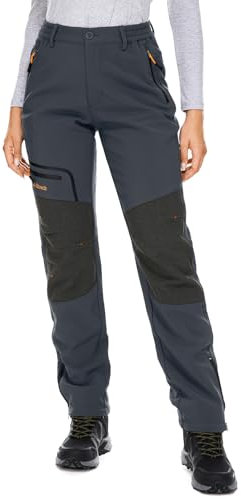 yeyity Damen Wanderhose Wasserdicht Softshellhose Skihose Winddicht Warm Gefüttert Winter Outdoorhose Schneehose Snowboardhose Trekkinghose(6081,Grau,L)