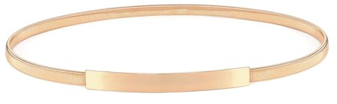 VONMELLI Cintura Sottile in Metallo per Abiti Cinture Elastica Donna Retrò Regolabile Cinture Gioiello Cintura Donna Eleganti per Vestito Pantaloni Jeans Soprabito Fibbia Liscia Oro M