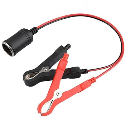 Lodoot Great Extension Cord Plug Socket 12V 24V with Battery Clamp,Battery Clip-On Car Adapter