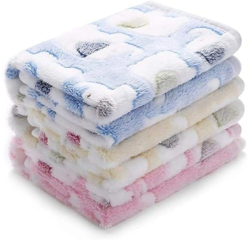 3 Pcs Quality Dog Blanket, Washable Fluffy Fleece Cats Puppy Small Blankets, Cute Elephants Print Flannel Pet Blankets, Very Soft Warm Pet Throw for Kitten Sleep Throw Quilt (Blue, Yellow, Pink)