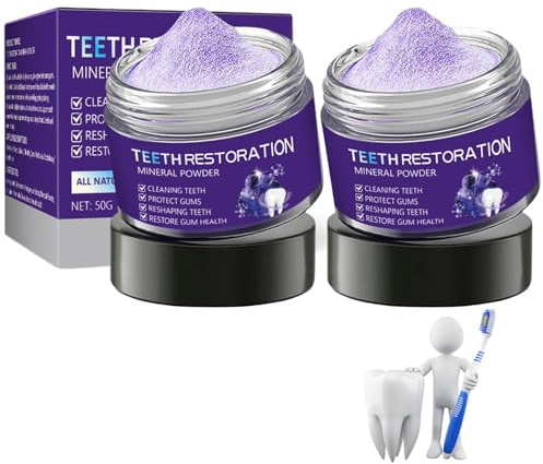 2PCS Mineral Powder for Rooth Restoration, Strengthens Gums, Teeth White Freshens Breath Mineral Powder, Natural Teeth Restoration
