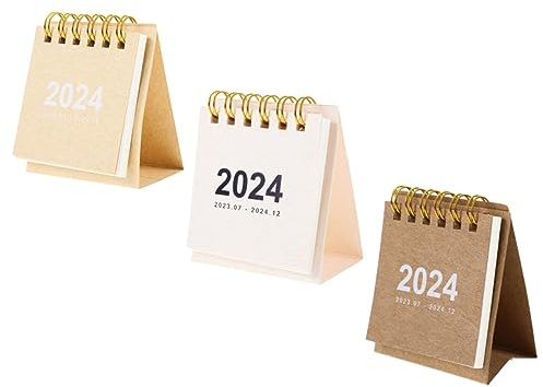 HONMEET 3 Stück Mini Tischkalender aus Dickem Papier mit Stehendem Halter für Büro und Schreibtisch Monatskalender im Handlichen Format Stilvoll und Platzsparend für Notizen und Planung