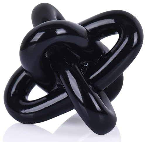 Scultura con nodo nero, statua a triplo nodo, decorazione per la casa nera, perfetta per accentuare tavolini da caffè in stile rustico, supporti TV del soggiorno, tavoli da pranzo e scaffali