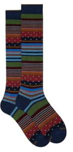 Gallo Calze Lunghe, Fantasia Righe e Pois, Royal/Niagara, Cotone, Taglia 40-45
