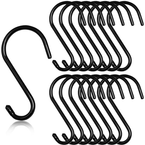 15 Piezas S Ganchos Cocina S Gancho de Acero Inoxidable Negro de 14.5 cm