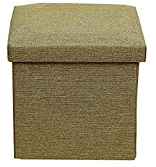 Förvaringsottoman bänk för vardagsrum – 48 x 30 x 30 cm linne fotpall med avtagbart lock bärbar puff för soffa skrivbord kontor och husdjursvänlig vilolösning