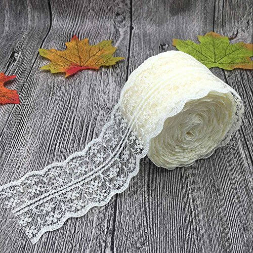 Yulakes 20 meters Vintage Spitzenbordüre 4.5cm Breite, Spitzenbordüre Spitzenborte Spitzenband ，Dekorband, Handwerk, Schleifband (Creme)