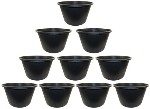 DEWEPRO® Lot de 10 Bacs à Mortier 65L - Seaux Ronds Noirs Robustes pour Mortier - pour Applications de Construction et de Jardin - Bacs à Mortier Durables pour Professionnels et Bricoleurs