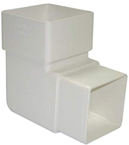 FLOPLAST 65mm Square Downpipe 92.5 Degree Offset Bend - White - Pack of 2