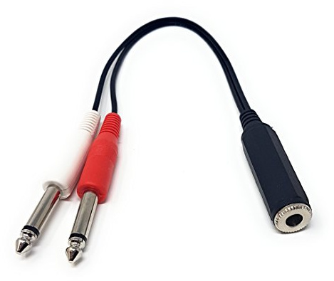 MainCore 30cm Dual 2 x 6.35mm Mono Jack Plugs to 6.35mm Mono Jack Socket Cable Lead Adapter, Coupler, Converter, Extender.