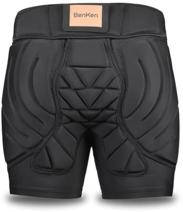 BenKen Ski-Schutzhose, gepolsterte Hose, für Damen und Herren, 3D-Schutz, Hüft-Gesäßschutz, atmungsaktiv, stoßfest, für Snowboarden, Skaten, Padded Short Pants, Größe L