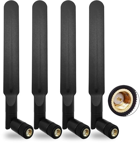 4G LTE Antenna SMA Male 9dbi 700-2700MHz 3G/4G/LTE Universal Wide Band Omni Directional Paddle Antennas for Router Mobile Hotspot Wireless Home Phone 4 Pcs