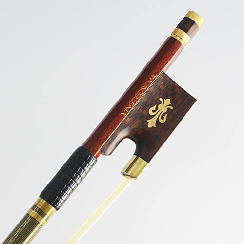 Carbon Fiber Core Hybrid Peranmbuco Skin Violin Bow 4/4 Size VINGOBOW 127V Master Level Fleur-de-lys Snakewood Frog 4 4 Full Straight Premium Natural Horse Hair for Porfessional Player