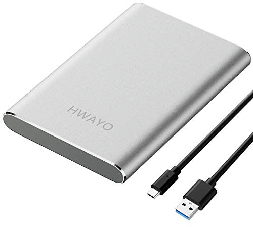 HWAYO Disco rigido esterno portatile da 500 GB, USB3.1 Gen 1 Tipo C Ultra Slim da 2,5 HDD Storage compatibile per PC, desktop, laptop, Mac, Xbox One (argento)