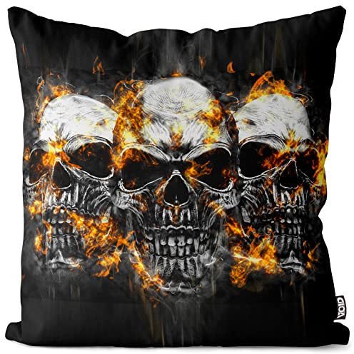 VOID Totenköpfe Hard Rock Kissenbezug Kissenhülle Sofakissen Kissen Deko Outdoor-Kissen Dekokissen, Kissen Größe:50 x 50 cm