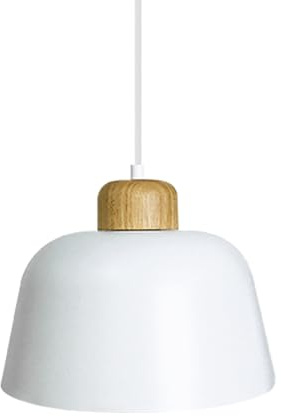 LEDKIA Pendelleuchte aus Metall und Holz Wawak Weiß | Einzigartiges Design | E27 Fassung für vielseitige Beleuchtung | Ideal für Wohnzimmer, Küche, Schlafzimmer