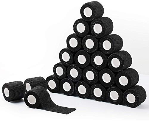 BEAUTYBIGBANG Haftbandagen 24 Rollen Bandage Selbsthaftende Verband Fingerpflaster Wundverband Fixierverband Tierverband Hand Reißen Wasserfest Elastische Binde Für Menschen Haustiere 5cm*4,5m Schwarz