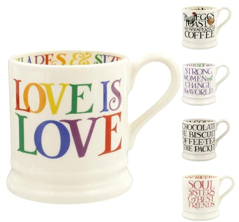 Emma Bridgewater Large Mug 1/2 Pint, Ceramic Coffee Mug Large - Stoneware Mug, Cappuccino, Latte, Coffee, Tea Cup - Beautiful Mugs, Birthday Gift - Coffee Mug Rainbow Lettering Love