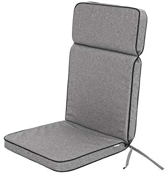 PillowPrim Sitzkissen für Gartenstühle & Campingstuhl – Für Outdoorfans & Camper – Hoher Komfort mit Rückenstütze – Graphit, 49x47/72 cm