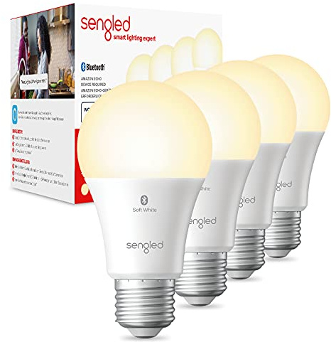 Sengled Alexa Glühbirnen, E27 Smart Glühbirne, 8.8W Glühbirne für Alexa und Echo Dot, Bluetooth Smart Lampe E27 Dimmbar, Warmweiß 60W Äquivalent 2700K, 806LM, 4 Stücke [Energieklasse A+], B11-U21W