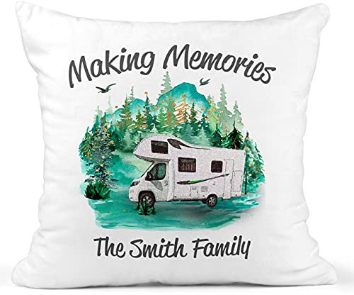 Personalised Caravan Cushion with Family Name, Making Memories, Custom Motorhome Cushion, Campervan Cushion, Caravanning Cushion, Pillow, Retirement Gift