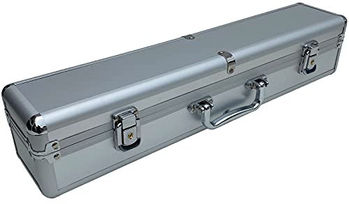 ECI Aluminium-Koffer Alu-Box länglich leer Instrumentenkoffer Flötenkoffer (LxBxH) 70 x 10 x 10 cm Messinstrumente Werkzeug, Silber