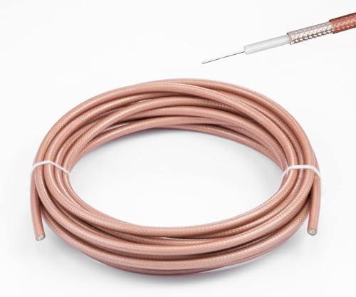 Vecys Cavo RG142 a Bassa Perdita Cavo Coassiale RF 16.4FT/5M Marrone Coassiale a Doppia Schermatura in Rame Argentato
