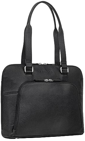 STILORD Hermione Echt Leder Business-Tasche 13,3 Zoll Damen Vintage Shopper für Büro, Notebook und Akten-Tasche Frauen Arbeitstasche Ledertasche Farbe:schwarz