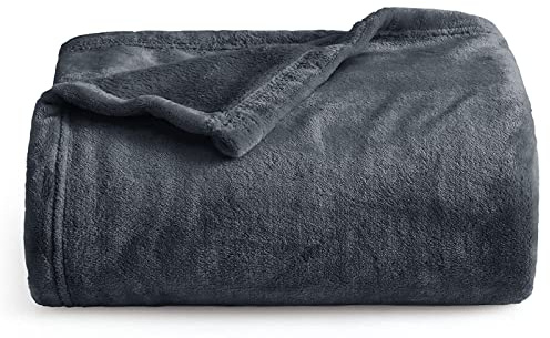 Oxford Homeware Fleece Blanket Sofa Throw Cuddly Reversible Soft Throws for Bed, Couch, Settee, Travel Lightweight and Breathable Blanket fit All Season (Grey, Twin/Double)