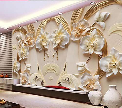MOBYAT Papier peint 3D Phalaenopsis mural en grès - Papier peint décoratif 3D, 150 x 105 cm