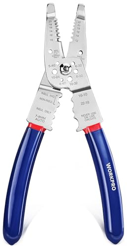 WORKPRO Wire Strippers Cutter, 8-inch Long Nose Wire Stripping Tool, Stainless Steel Wire Crimping Tools & Pliers, Multi-Function Hand Tool, Cuts 10-22 AWG