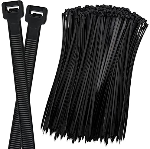 ISOLATECH 100 st buntband kabelband svart 400mm x 7,6mm nylon, UV och varmebestandiga, stark draghallfasthet, for inomhus och utomhusbruk