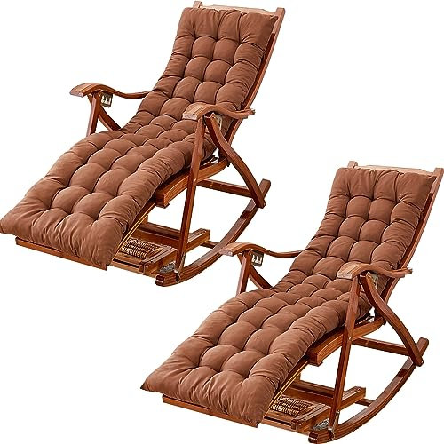 RUYICZB 2Er Set Liegenauflage, Auflagen Für Gartenliegen Liegenauflagen Polster Relaxliegenauflage, Stuhlkissen Mit Hoher Rückenlehne Für Outdoor Indoor Terrasse Strand,Braun