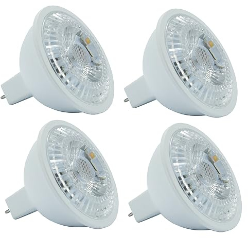 SunLight2® Builders Edition | MR16 LED Bulb 7W | 12V GU5.3 Base | Single CCT 2700K Warm White | 15° Beam Angle | White Finish | 4 Pack | High CRI 90+ Eye-Friendly Flicker-Free | Energy Efficient