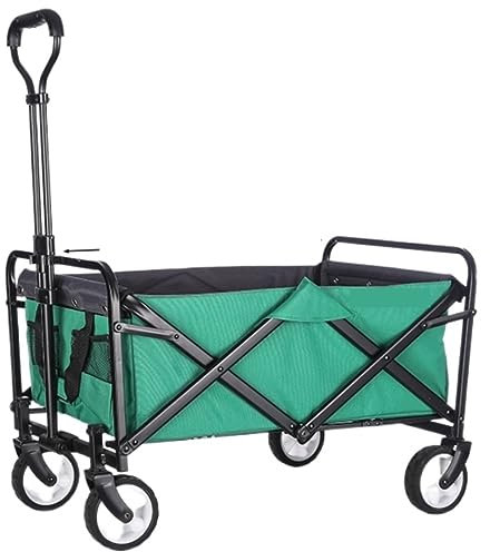 Bollerwagen Faltbar Strandwagen Zusammenklappbarer Klappwagen, Mehrzweckwagen, Wagen Für Den Außenbereich, Garten, Campingwagen, Sportwagen, Robust, Wasserdicht Gartenwagen Klappbar ( Color : Grün )
