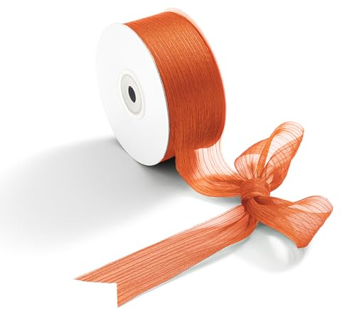 CHUQING Schleifenband Terracotta Band Chiffonband 23 m x 38 mm Chiffon Geschenkband Hochzeit Stoffband