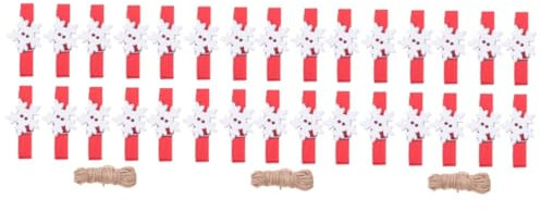 Cabilock 150 Pz mollette di Legno di Natale Christmas Wrapping Paper lavoretti Natale Clip di Legno di Natale mollette Natalizie in Legno mollette per bucato Clip Foto Fiocco di Neve Mini