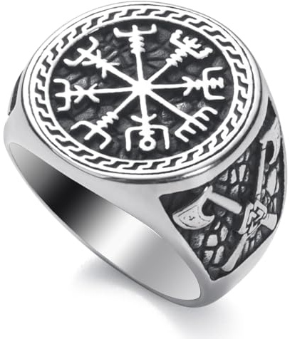 Bague viking WESTMIAJW pour hommes, bague nordique viking loup/corbeau/boussole/arbre de vie, bijou pour hommes, taille Q/S / T1/2 / V1/2 / Y/Z+1, Acier inoxydable