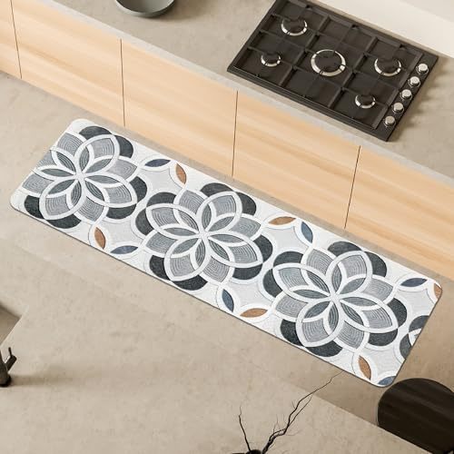 Comart - Tappeto Cucina Malaga - Passatoia 100% PVC - Antimacchia - Antiscivolo - Impermeabile - Tappetino Lavabile in Lavatrice - Corsia Moderna per Cucina e Corridoio - Geometrico - 55x170 cm