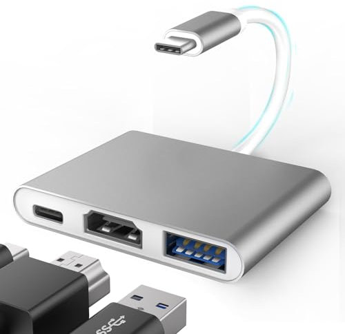 USB C auf HDMI Adapter Multiport AV Converter for MacBook Pro/Air, iPad Pro - with USB C, USB 3.0 and HDMI Ports
